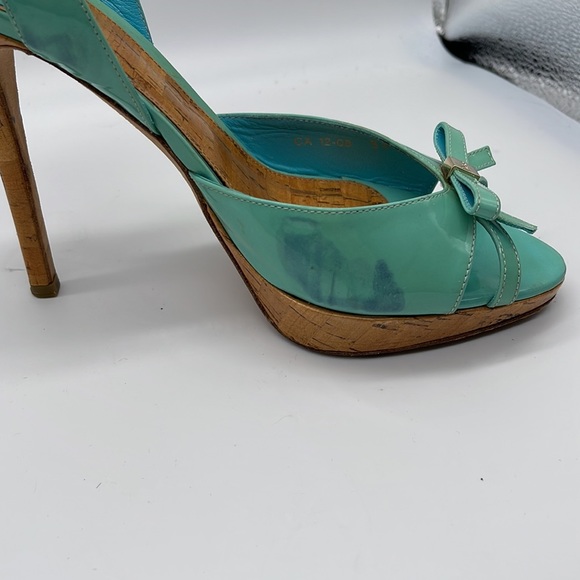 πΉSOLD πΉDior Patent Leather Peep Toe Sling Back Platform Bow DetailHeel Size 38 - Picture 10 of 12